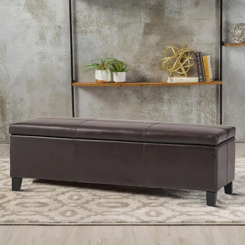 Banco tapizado contemporáneo de diseño minimalista con almacenamiento