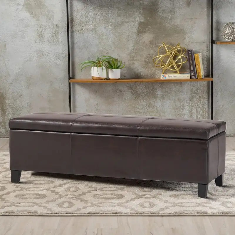 Banco tapizado contemporáneo de diseño minimalista con almacenamiento