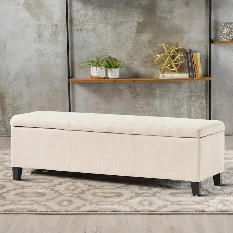 Banco tapizado contemporáneo de diseño minimalista con almacenamiento