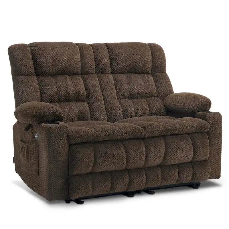 Canapé inclinable 2 places électrique MCombo, avec chauffage et vibration, porte-gobelets et ports de recharge USB RS6314