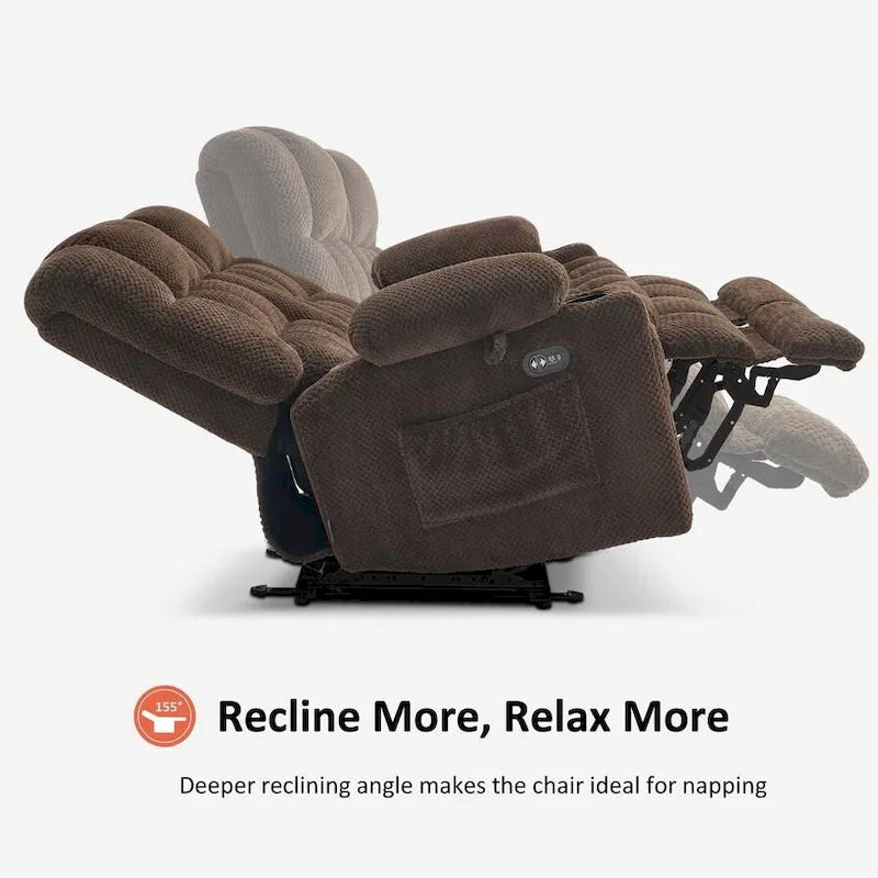 Canapé inclinable 2 places électrique MCombo, avec chauffage et vibration, porte-gobelets et ports de recharge USB RS6314