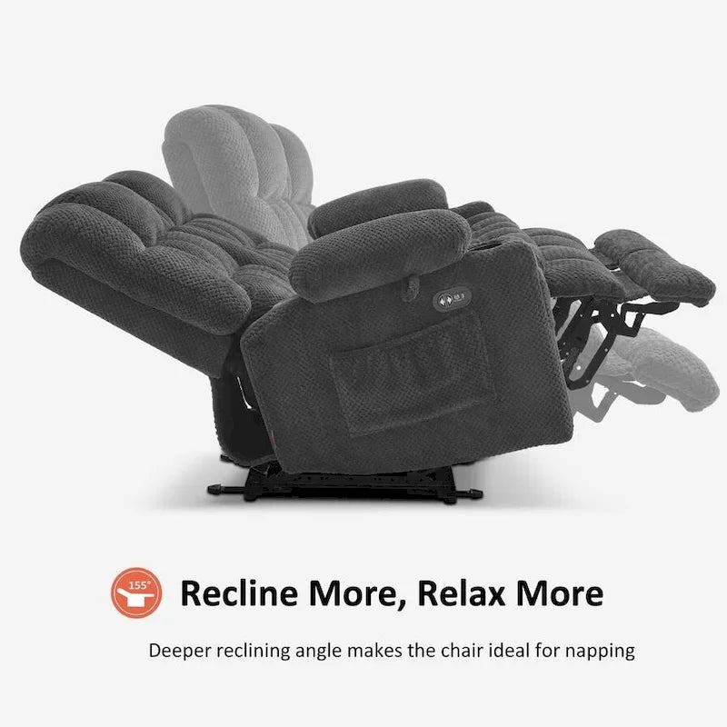 Canapé inclinable 2 places électrique MCombo, avec chauffage et vibration, porte-gobelets et ports de recharge USB RS6314