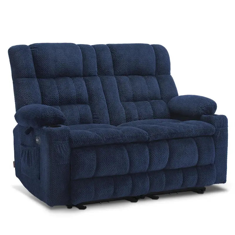 Canapé inclinable 2 places électrique MCombo, avec chauffage et vibration, porte-gobelets et ports de recharge USB RS6314