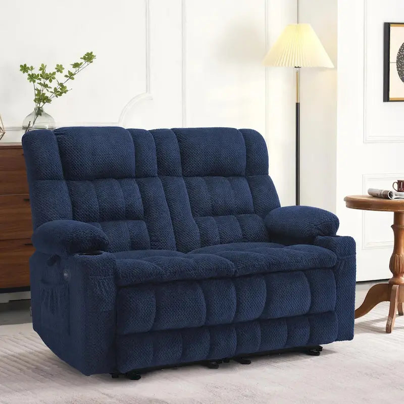 Canapé inclinable 2 places électrique MCombo, avec chauffage et vibration, porte-gobelets et ports de recharge USB RS6314