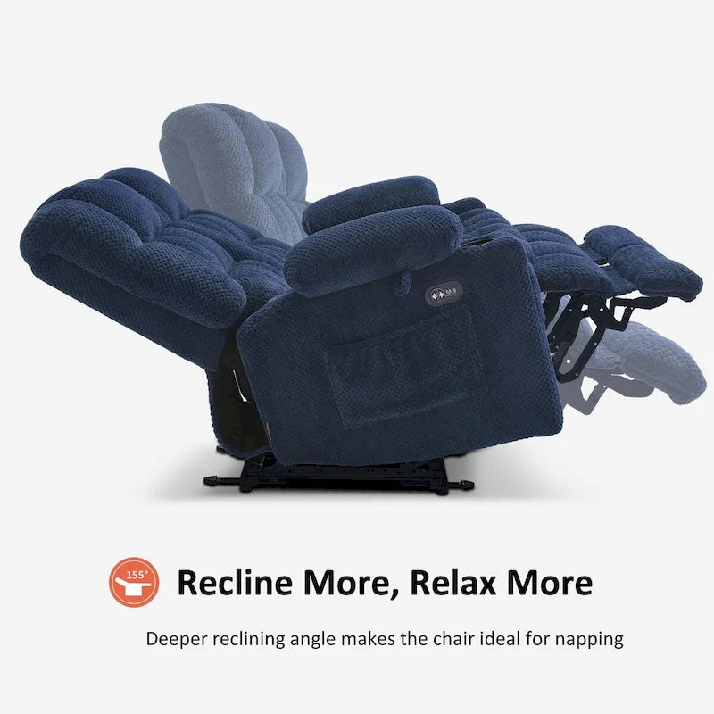 Canapé inclinable 2 places électrique MCombo, avec chauffage et vibration, porte-gobelets et ports de recharge USB RS6314