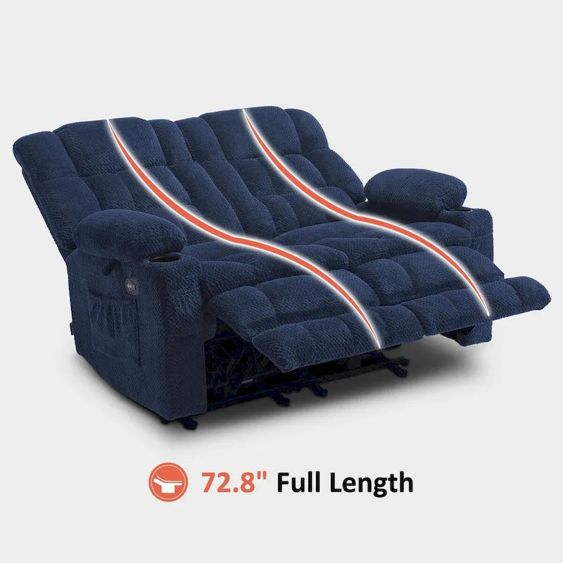 Canapé inclinable 2 places électrique MCombo, avec chauffage et vibration, porte-gobelets et ports de recharge USB RS6314