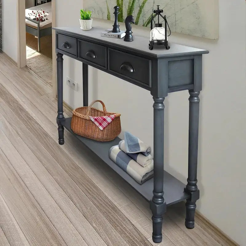Table console de couloir Burlington en bois à 3 tiroirs