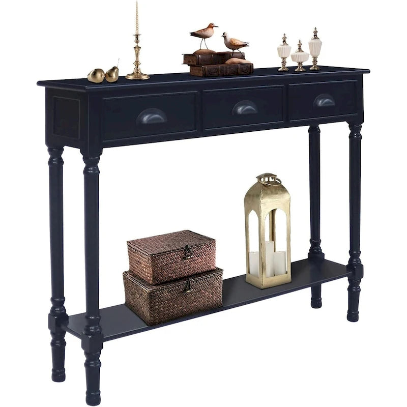 Table console de couloir Burlington en bois à 3 tiroirs
