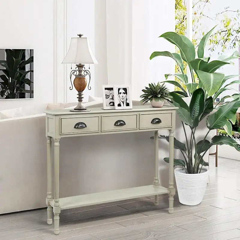 Table console de couloir Burlington en bois à 3 tiroirs