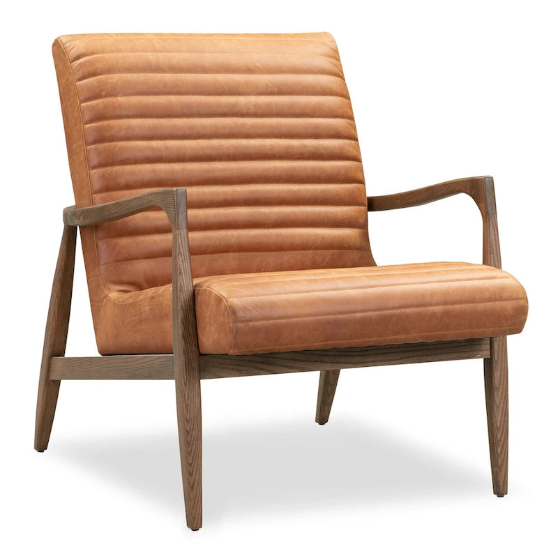 Poltrona lounge Rowan di Poly & Bark — vera pelle italiana pieno fiore