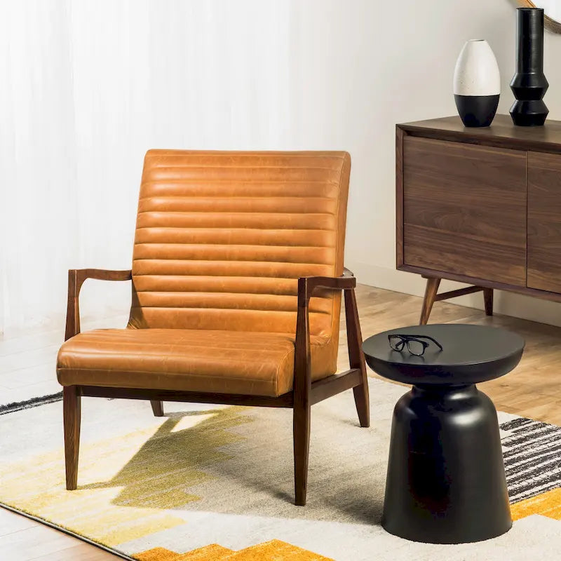Poltrona lounge Rowan di Poly & Bark — vera pelle italiana pieno fiore