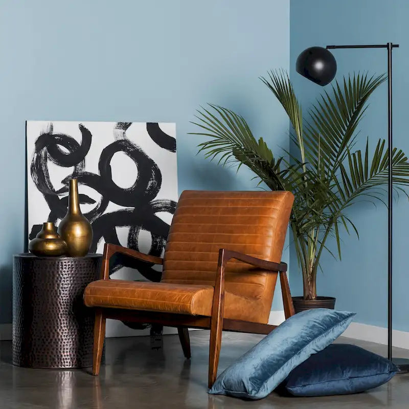 Poltrona lounge Rowan di Poly & Bark — vera pelle italiana pieno fiore