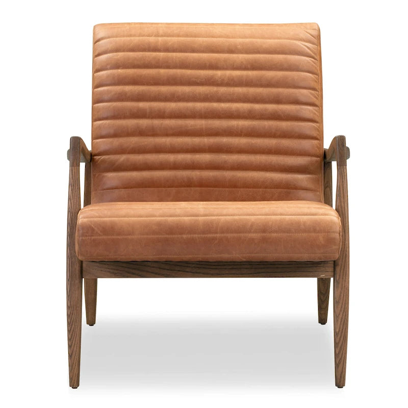 Poltrona lounge Rowan di Poly & Bark — vera pelle italiana pieno fiore