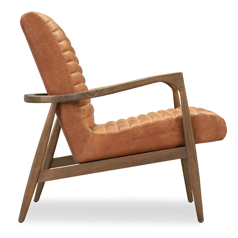 Poltrona lounge Rowan di Poly & Bark — vera pelle italiana pieno fiore