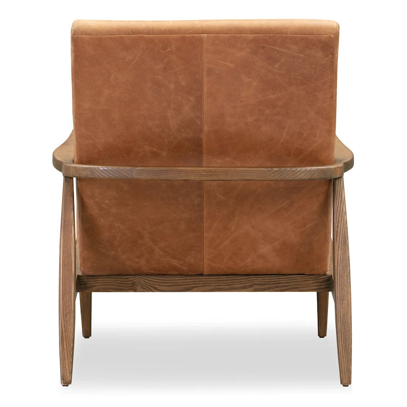 Poltrona lounge Rowan di Poly & Bark — vera pelle italiana pieno fiore