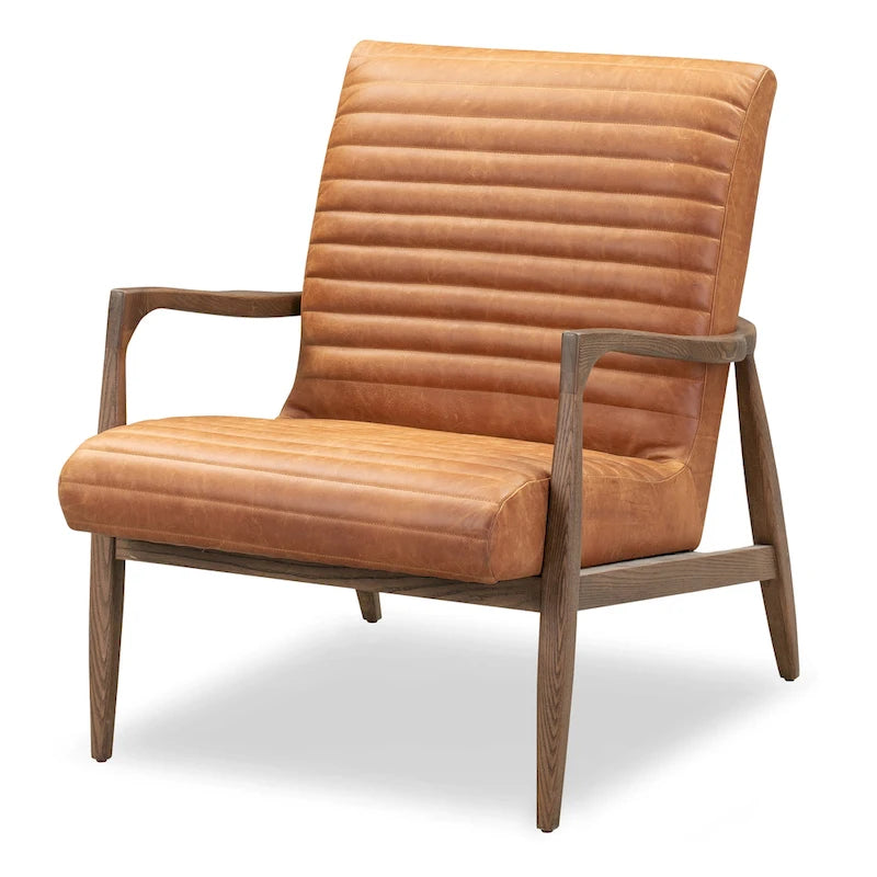 Poltrona lounge Rowan di Poly & Bark — vera pelle italiana pieno fiore