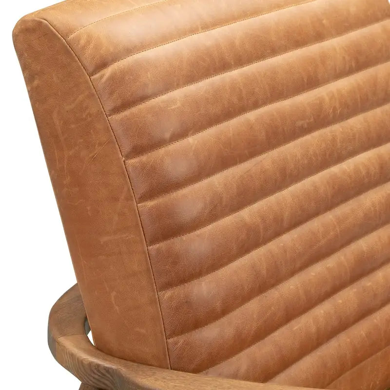 Poltrona lounge Rowan di Poly & Bark — vera pelle italiana pieno fiore