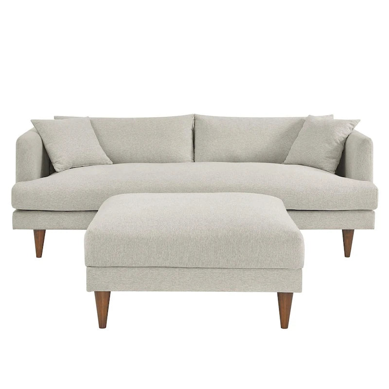 Zoya Down Filled Overstuffed Sofa and Ottoman Set
