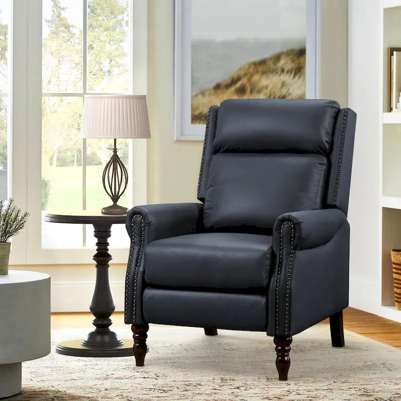 COZYMAN verstellbarer Relaxsessel aus echtem Leder mit Push-Back-Funktion und bequemen Armlehnen für das Wohnzimmer