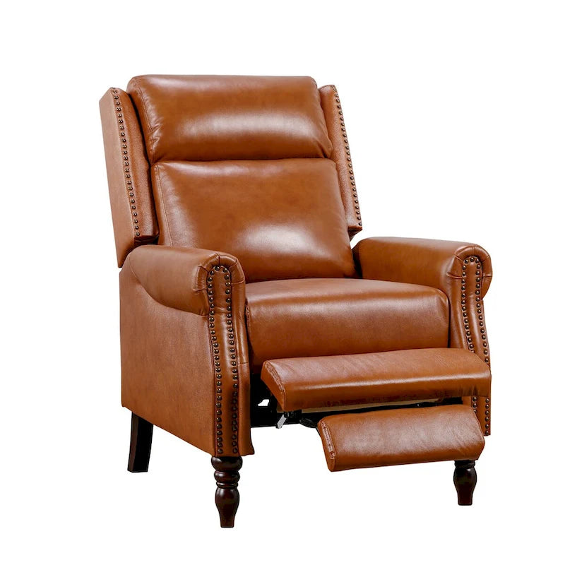 COZYMAN verstellbarer Relaxsessel aus echtem Leder mit Push-Back-Funktion und bequemen Armlehnen für das Wohnzimmer