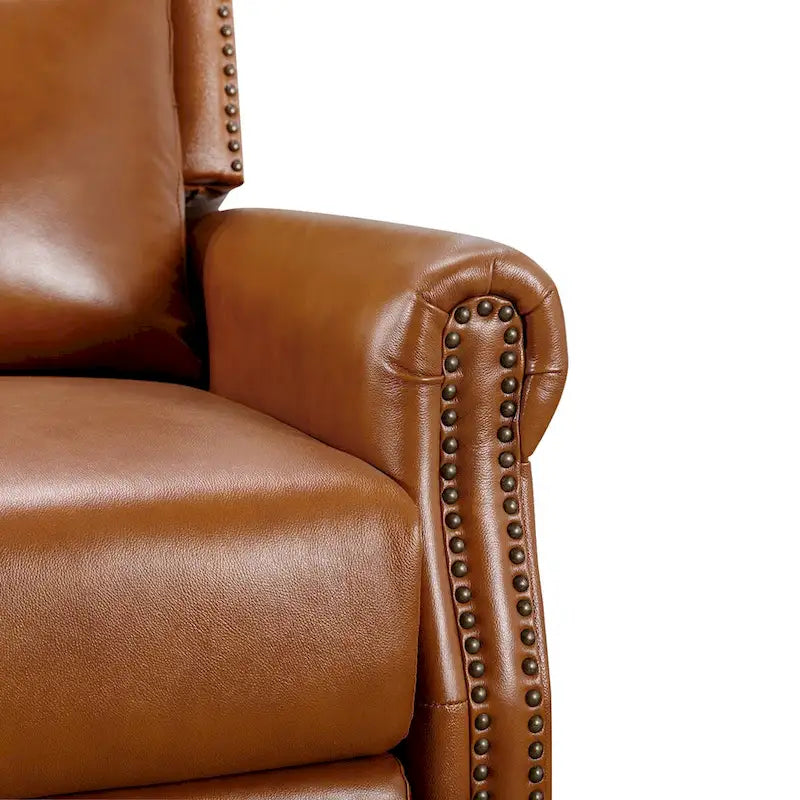 COZYMAN verstellbarer Relaxsessel aus echtem Leder mit Push-Back-Funktion und bequemen Armlehnen für das Wohnzimmer