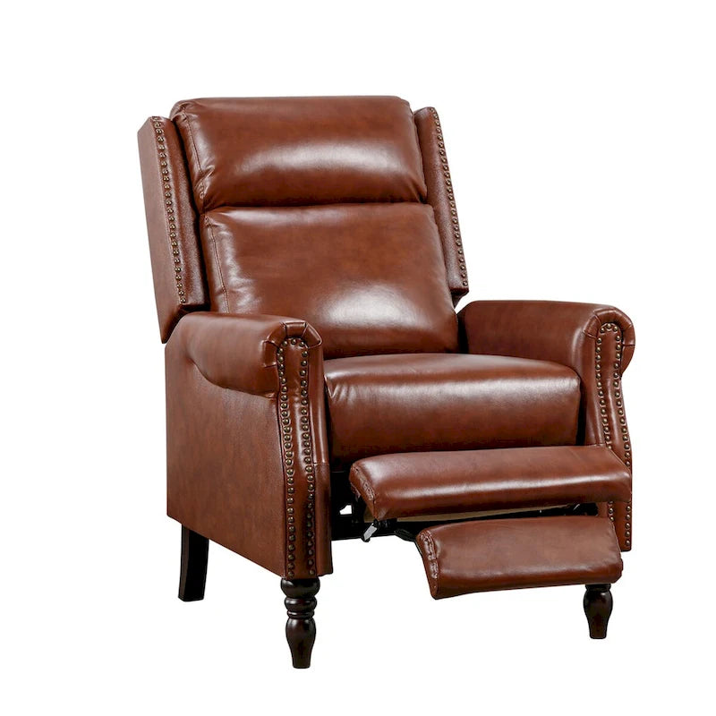 COZYMAN verstellbarer Relaxsessel aus echtem Leder mit Push-Back-Funktion und bequemen Armlehnen für das Wohnzimmer