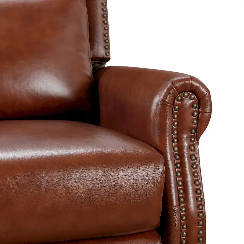 COZYMAN verstellbarer Relaxsessel aus echtem Leder mit Push-Back-Funktion und bequemen Armlehnen für das Wohnzimmer