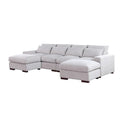 Canapé modulaire Tatman en mélange de lin avec deux poufs - 123.24W x 37.8D x 34.25H