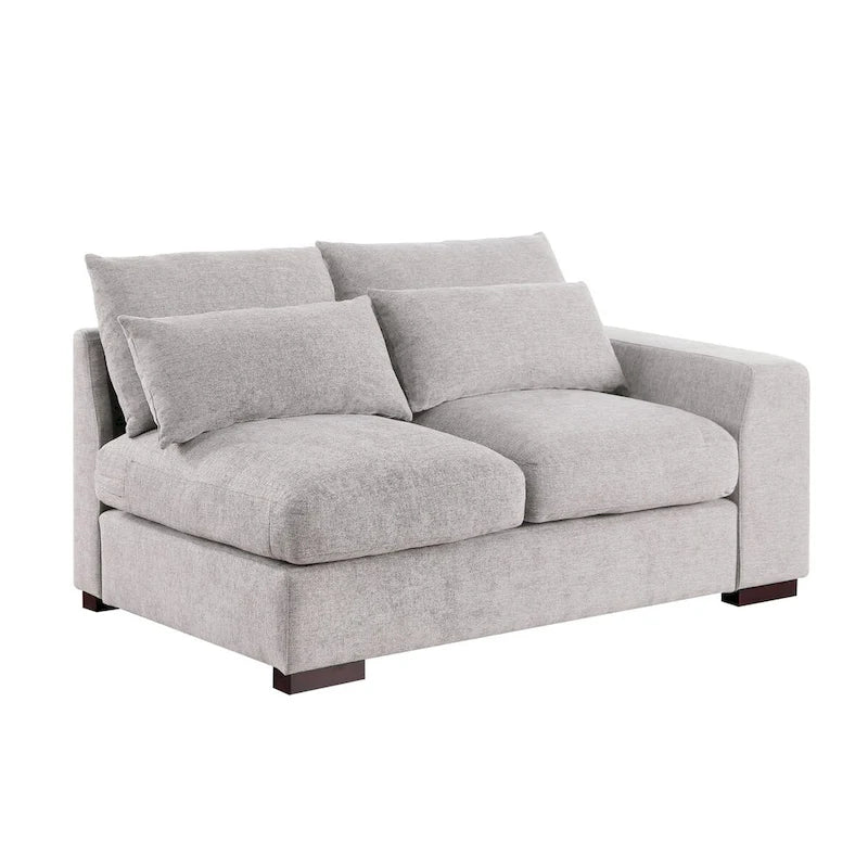 Canapé modulaire Tatman en mélange de lin avec deux poufs - 123.24W x 37.8D x 34.25H