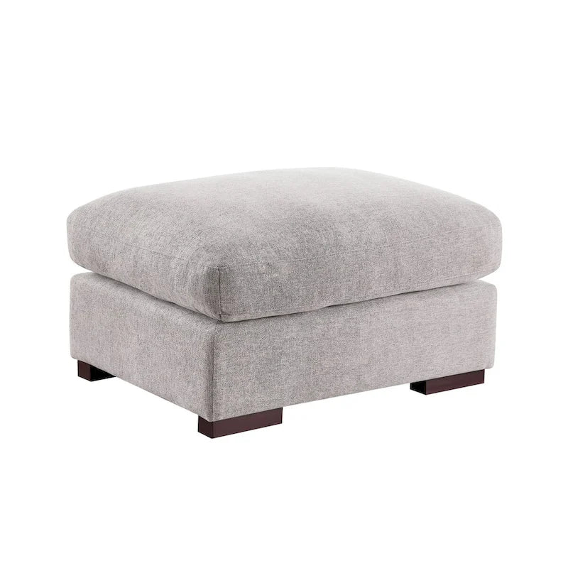 Canapé modulaire Tatman en mélange de lin avec deux poufs - 123.24W x 37.8D x 34.25H