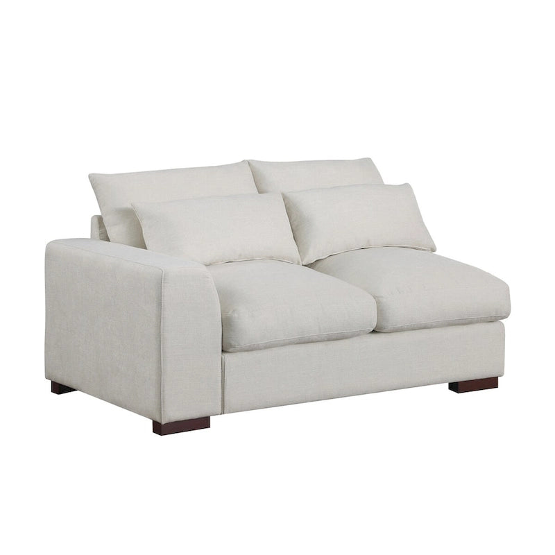Canapé modulaire Tatman en mélange de lin avec deux poufs - 123.24W x 37.8D x 34.25H