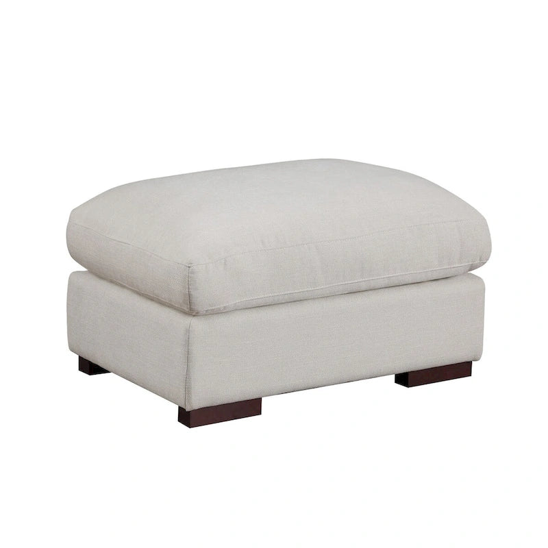 Canapé modulaire Tatman en mélange de lin avec deux poufs - 123.24W x 37.8D x 34.25H