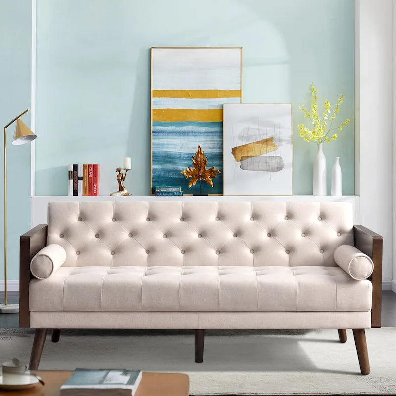 70 hüvelykes futonkanapé-ágy, átalakítható 2 az 1-ben kétszemélyes kanapéágy 2 díszpárnával