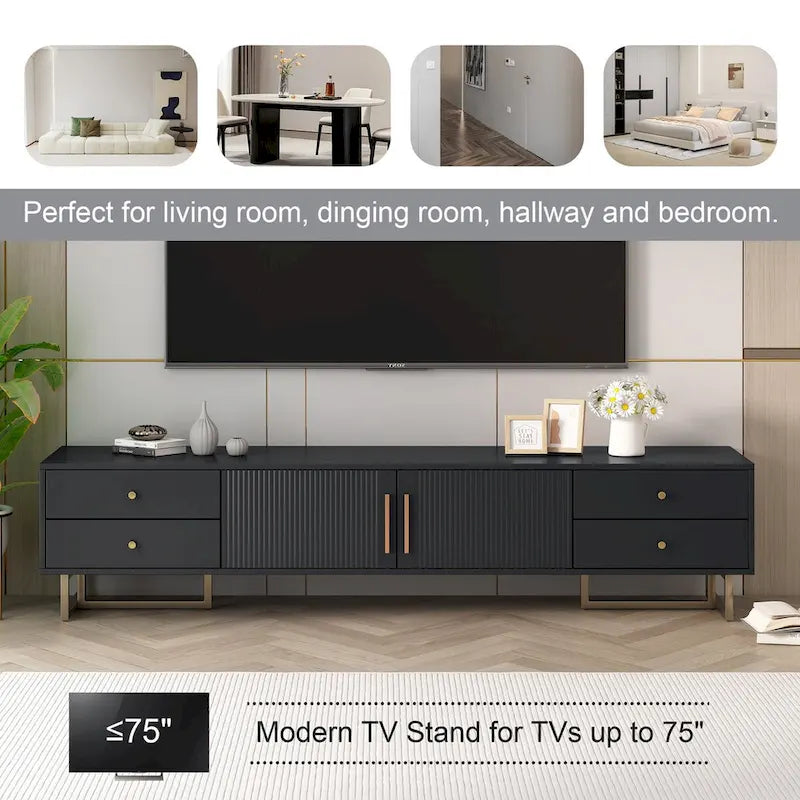 Moderner TV-Ständer, über 65 Zoll, mit Stauraum für das Wohnzimmer