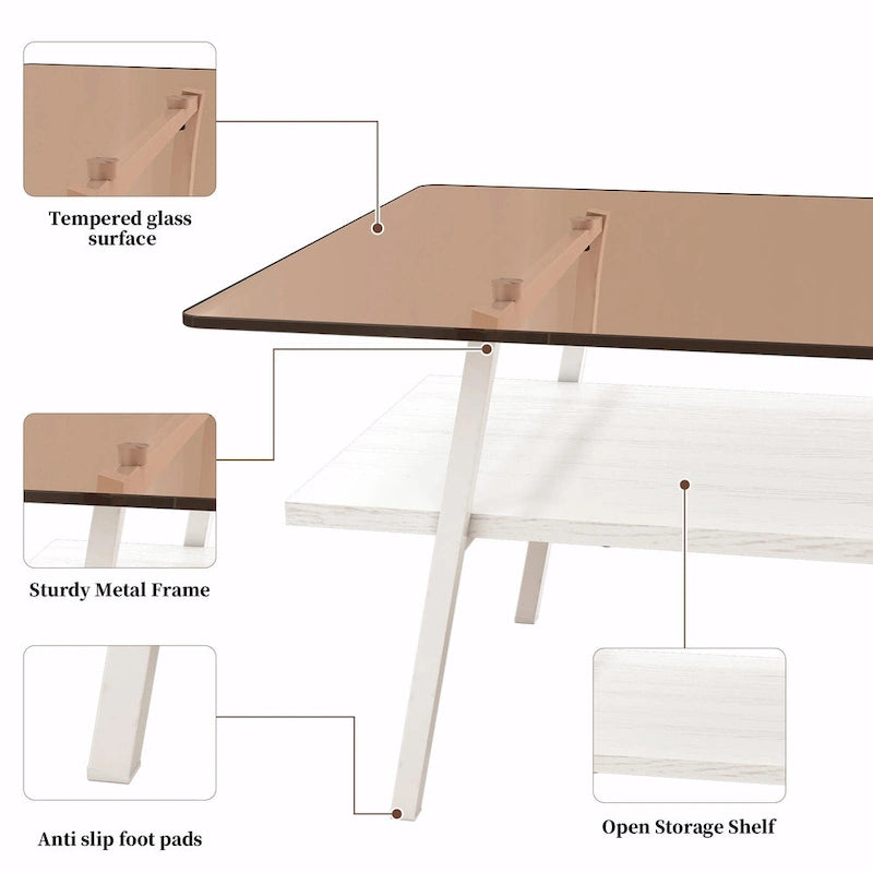 38.58 Rectangle Coffee Table with Modern Design