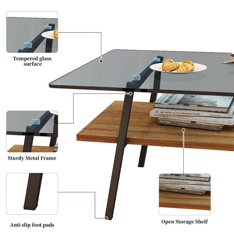 38.58 Rectangle Coffee Table with Modern Design