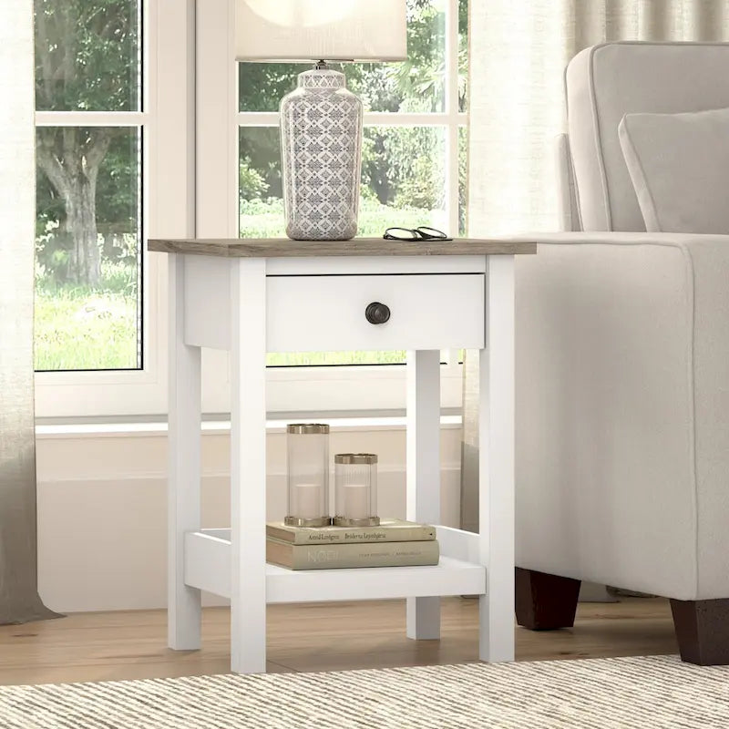 Bush Furniture Mayfield Farmhouse Living Room End Table.