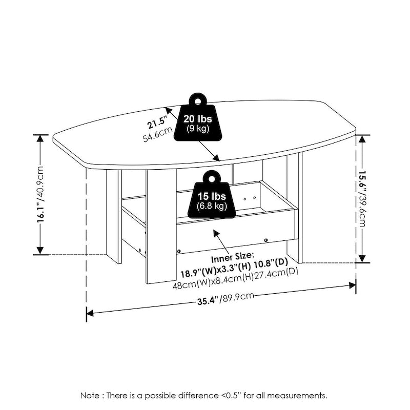 Einfach gestalteter Couchtisch mit Stauraumfach von Furinno, Espresso