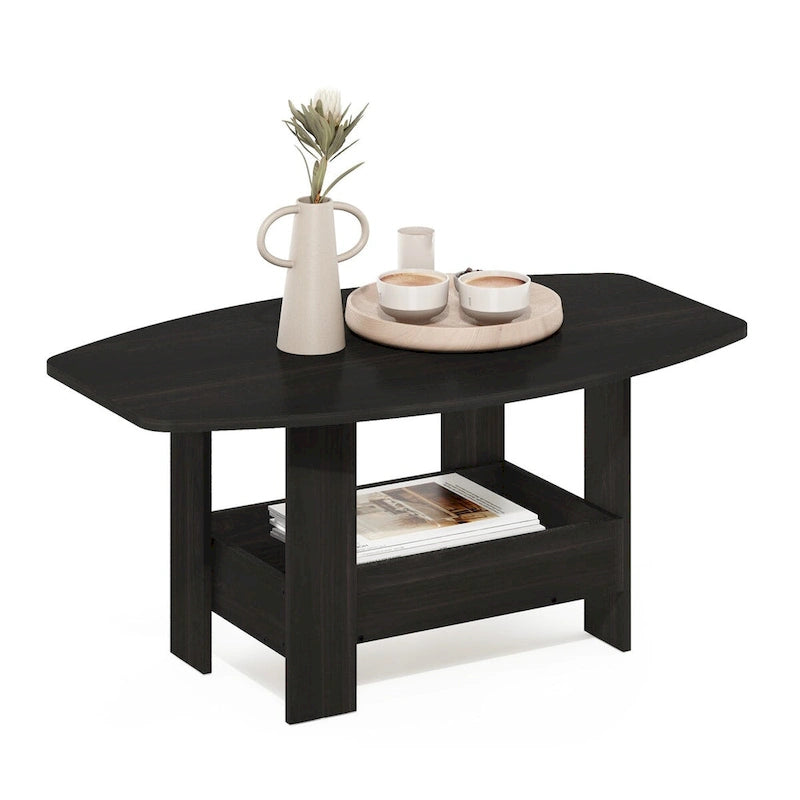Einfach gestalteter Couchtisch mit Stauraumfach von Furinno, Espresso
