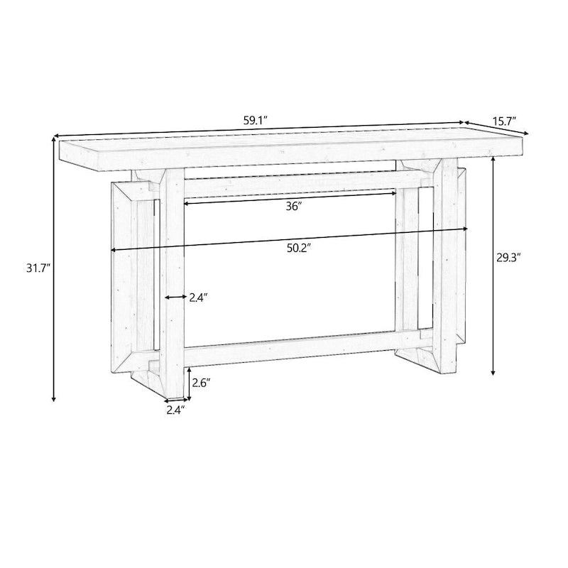 Tavolo consolle contemporaneo con piano in legno effetto cemento di ispirazione industriale