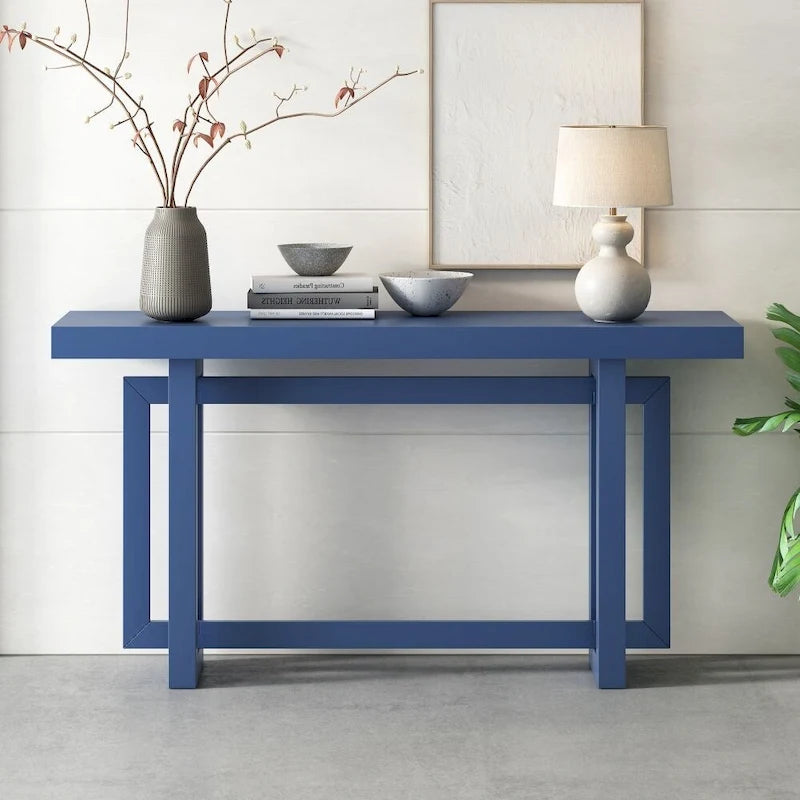 Tavolo consolle contemporaneo con piano in legno effetto cemento di ispirazione industriale