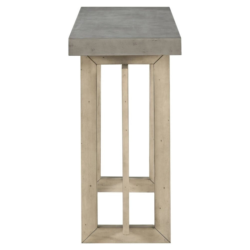 Tavolo consolle contemporaneo con piano in legno effetto cemento di ispirazione industriale