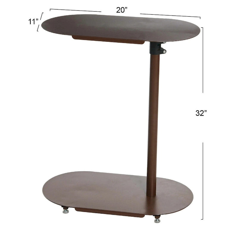 Table d’appoint moderne réglable en forme de C – 20.0L x 11.0W x 32.0H