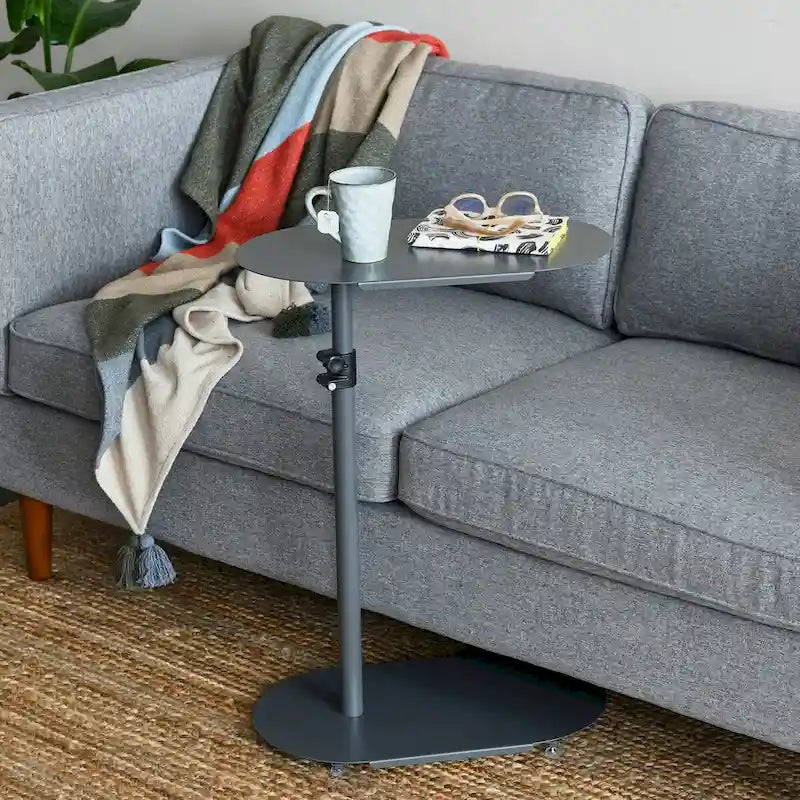 Table d’appoint moderne réglable en forme de C – 20.0L x 11.0W x 32.0H