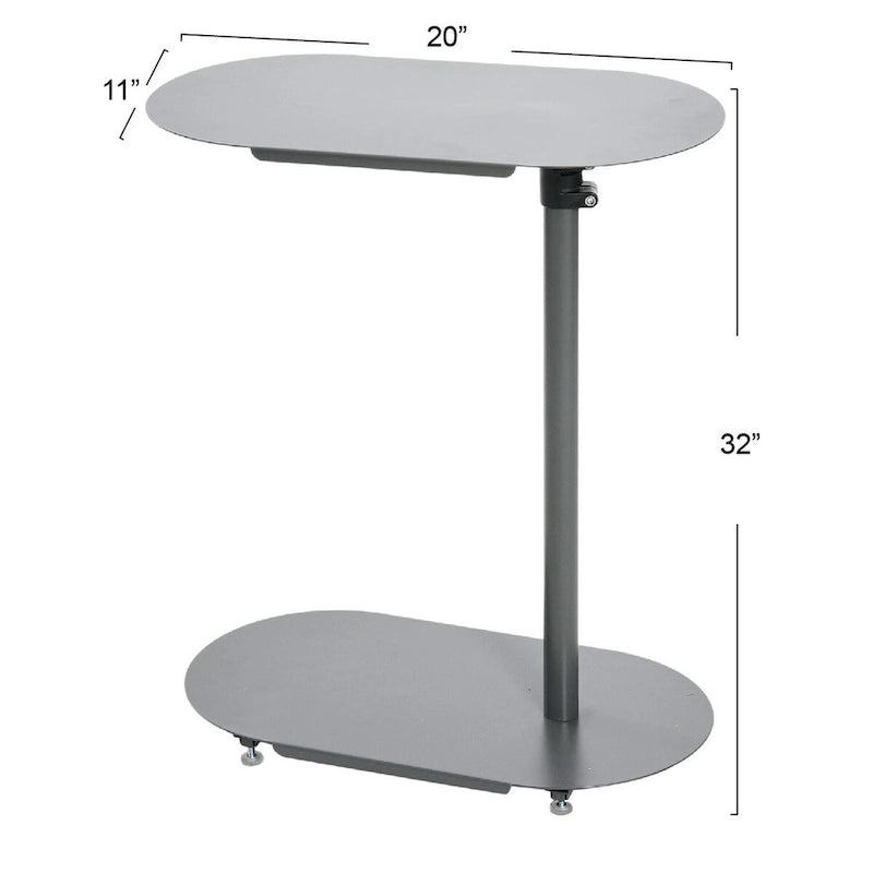 Table d’appoint moderne réglable en forme de C – 20.0L x 11.0W x 32.0H
