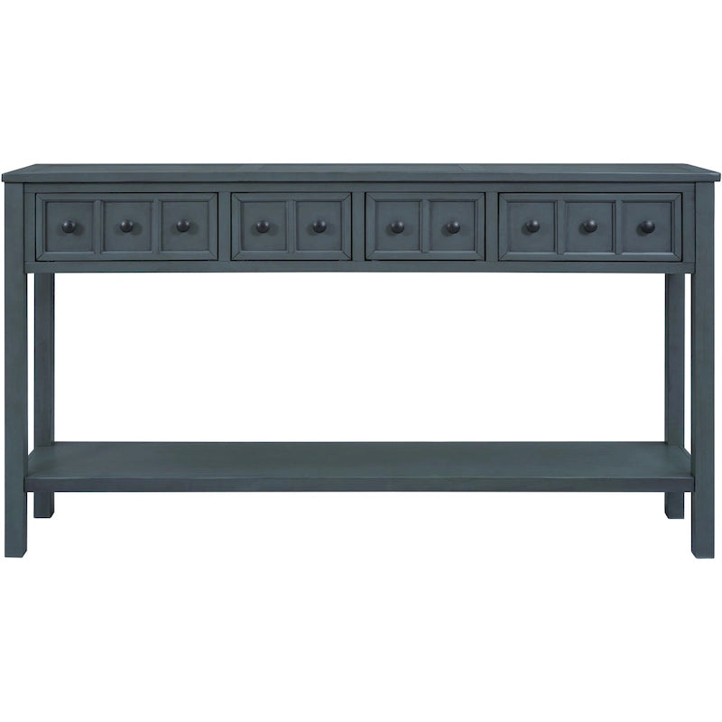 Rustik antre konsol masası, 60 inç uzunluğunda kanepe masası; depolama için iki farklı boyutta çekmeceli ve alt raflı
