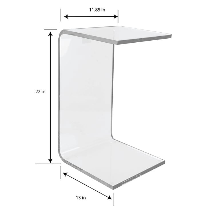 Mesa auxiliar acrílica en forma de C DesignStyles - 11.85 x 13 x 22