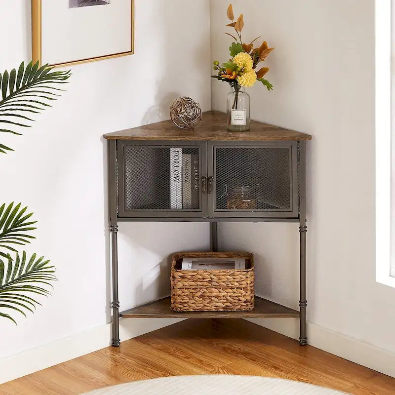 Table d’angle Javlergo avec tiroir et étagère de rangement – 19.92 x 19.92 x 29.29