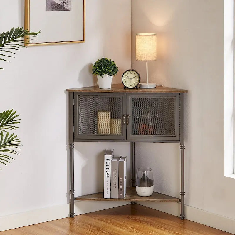 Table d’angle Javlergo avec tiroir et étagère de rangement – 19.92 x 19.92 x 29.29