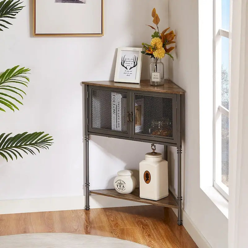 Table d’angle Javlergo avec tiroir et étagère de rangement – 19.92 x 19.92 x 29.29